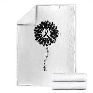 Melanoma Awareness Black Ribbon Flower Throw Blanket Skin Cancer Fighter Gift TS12 White Print Your Wear