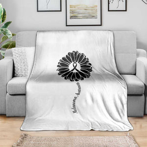 Melanoma Awareness Black Ribbon Flower Throw Blanket Skin Cancer Fighter Gift TS12 Print Your Wear