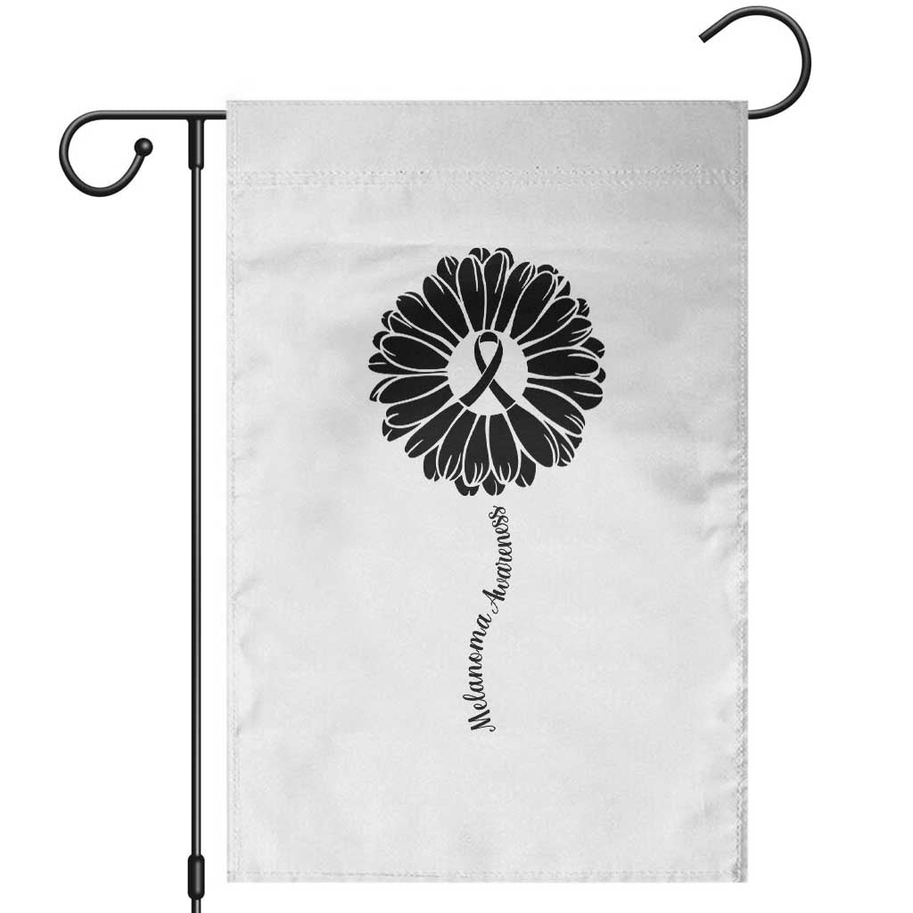 Melanoma Awareness Black Ribbon Flower Garden Flag Skin Cancer Fighter Gift TS12 White Print Your Wear