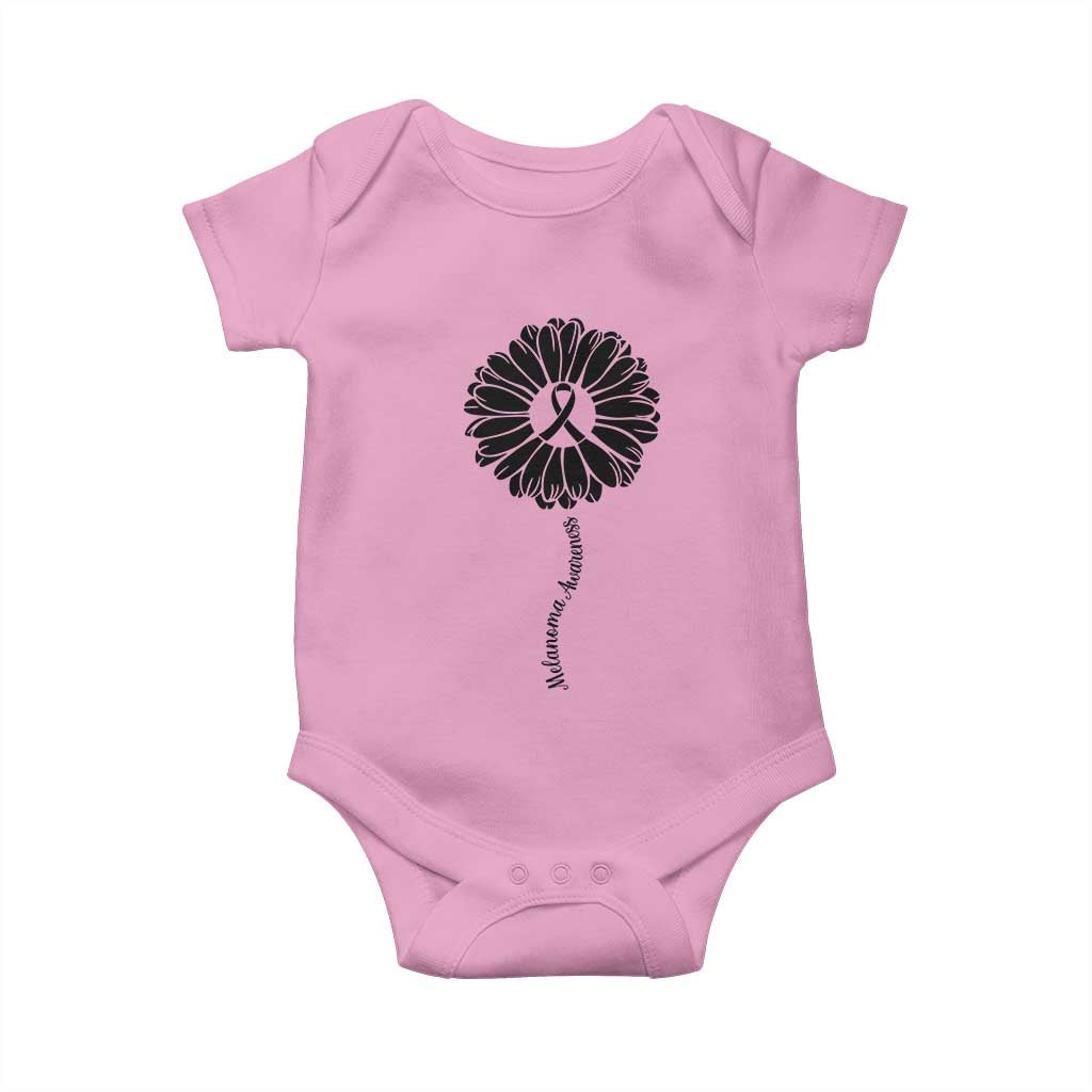 Melanoma Awareness Black Ribbon Flower Baby Onesie Skin Cancer Fighter Gift TS12 Light Pink Print Your Wear