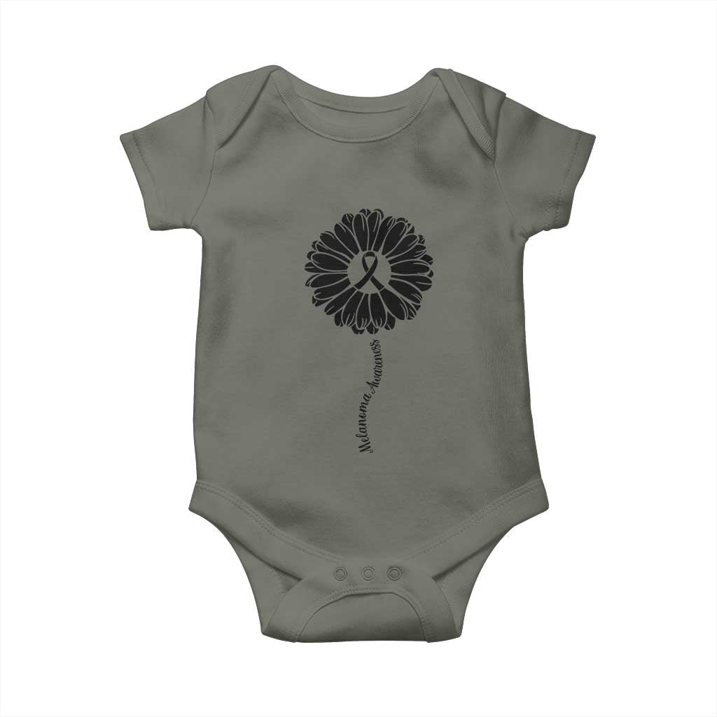 Melanoma Awareness Black Ribbon Flower Baby Onesie Skin Cancer Fighter Gift TS12 Military Green Print Your Wear
