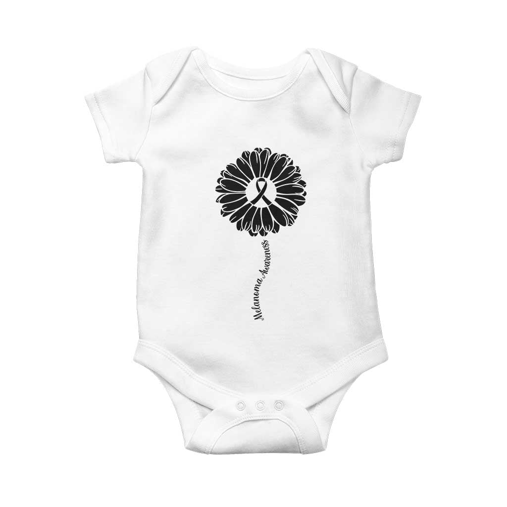 Melanoma Awareness Black Ribbon Flower Baby Onesie Skin Cancer Fighter Gift TS12 White Print Your Wear