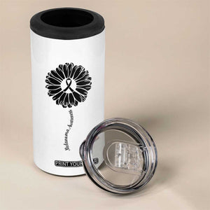 Melanoma Awareness Black Ribbon Flower 4 in 1 Can Cooler Tumbler Skin Cancer Fighter Gift TS12 Print Your Wear