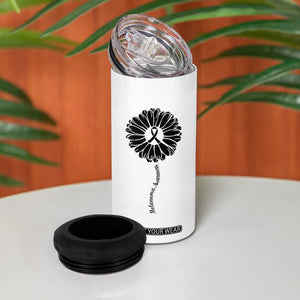 Melanoma Awareness Black Ribbon Flower 4 in 1 Can Cooler Tumbler Skin Cancer Fighter Gift TS12 Print Your Wear
