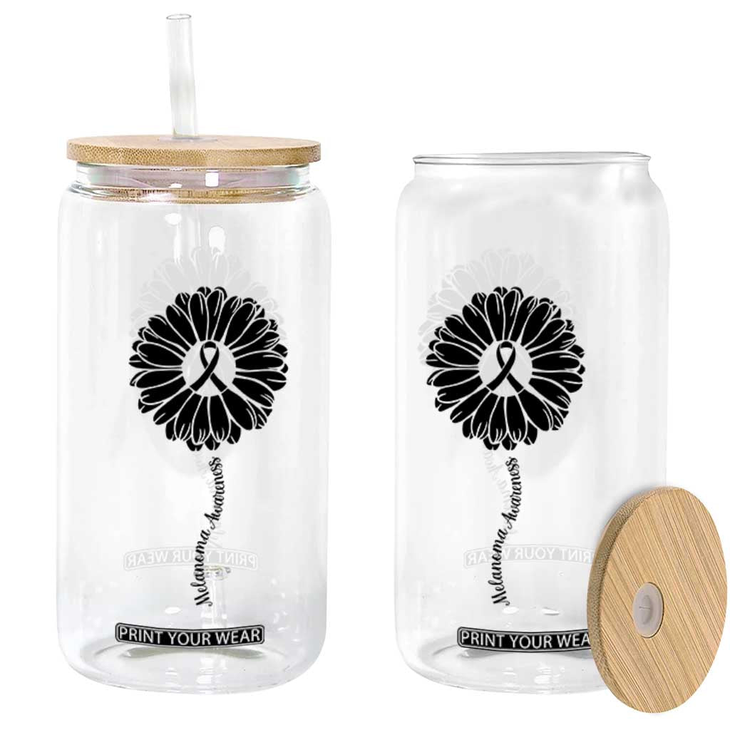 Melanoma Awareness Black Ribbon Flower Glass Can Skin Cancer Fighter Gift TS12 Print Your Wear