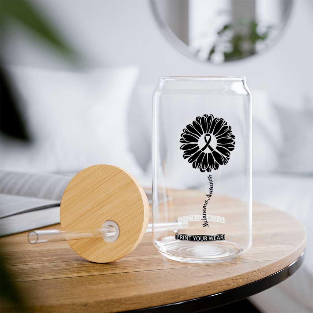 Melanoma Awareness Black Ribbon Flower Glass Can Skin Cancer Fighter Gift TS12 Print Your Wear