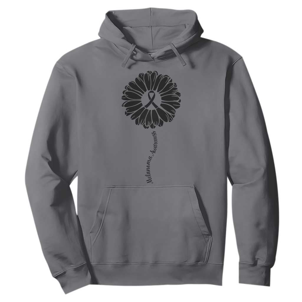Melanoma Awareness Black Ribbon Flower Hoodie Skin Cancer Fighter Gift TS12 Charcoal Print Your Wear