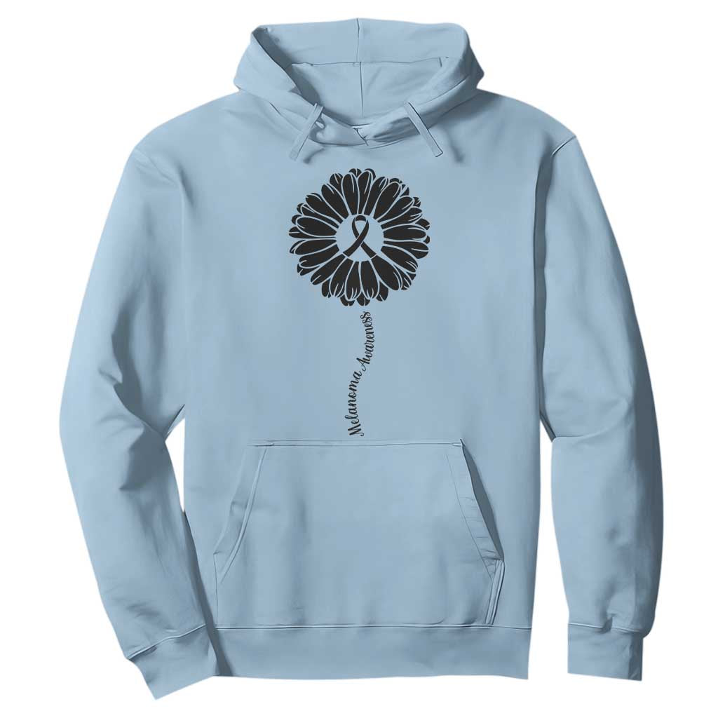 Melanoma Awareness Black Ribbon Flower Hoodie Skin Cancer Fighter Gift TS12 Light Blue Print Your Wear