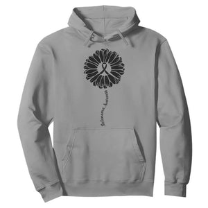 Melanoma Awareness Black Ribbon Flower Hoodie Skin Cancer Fighter Gift TS12 Sport Gray Print Your Wear