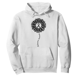 Melanoma Awareness Black Ribbon Flower Hoodie Skin Cancer Fighter Gift TS12 White Print Your Wear