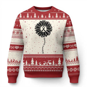 Melanoma Awareness Black Ribbon Flower Ugly Christmas Sweater Skin Cancer Fighter Gift TS12 Beige Red Print Your Wear