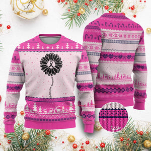 Melanoma Awareness Black Ribbon Flower Ugly Christmas Sweater Skin Cancer Fighter Gift TS12 Hot Pink Print Your Wear