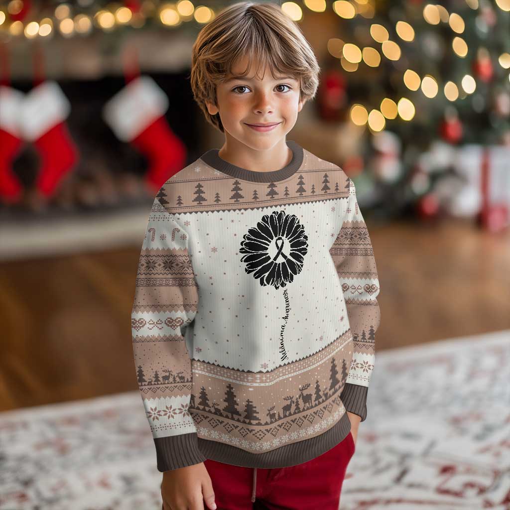 Melanoma Awareness Black Ribbon Flower Ugly Christmas Sweater Skin Cancer Fighter Gift TS12 Mocha Mousse Print Your Wear