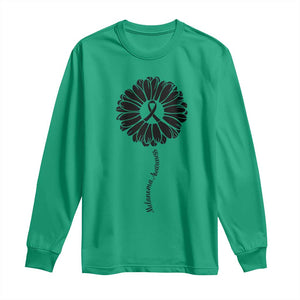 Melanoma Awareness Black Ribbon Flower Long Sleeve Shirt Skin Cancer Fighter Gift TS12 Irish Green Print Your Wear