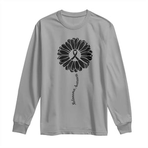 Melanoma Awareness Black Ribbon Flower Long Sleeve Shirt Skin Cancer Fighter Gift TS12 Sport Gray Print Your Wear