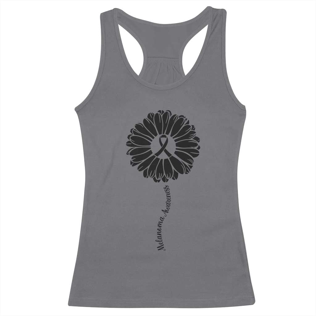 Melanoma Awareness Black Ribbon Flower Racerback Tank Top Skin Cancer Fighter Gift TS12 Charcoal Print Your Wear