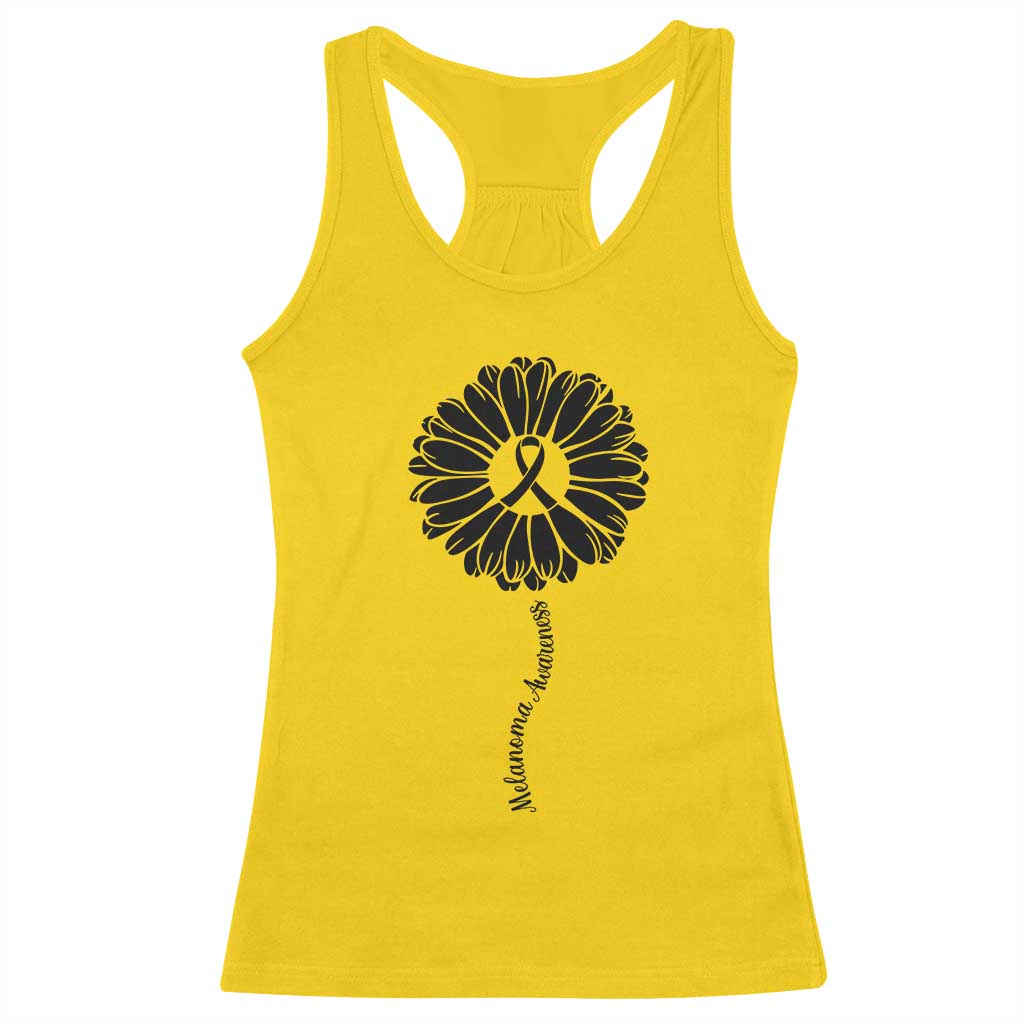 Melanoma Awareness Black Ribbon Flower Racerback Tank Top Skin Cancer Fighter Gift TS12 Daisy Print Your Wear