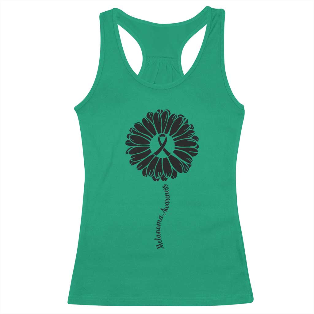 Melanoma Awareness Black Ribbon Flower Racerback Tank Top Skin Cancer Fighter Gift TS12 Irish Green Print Your Wear