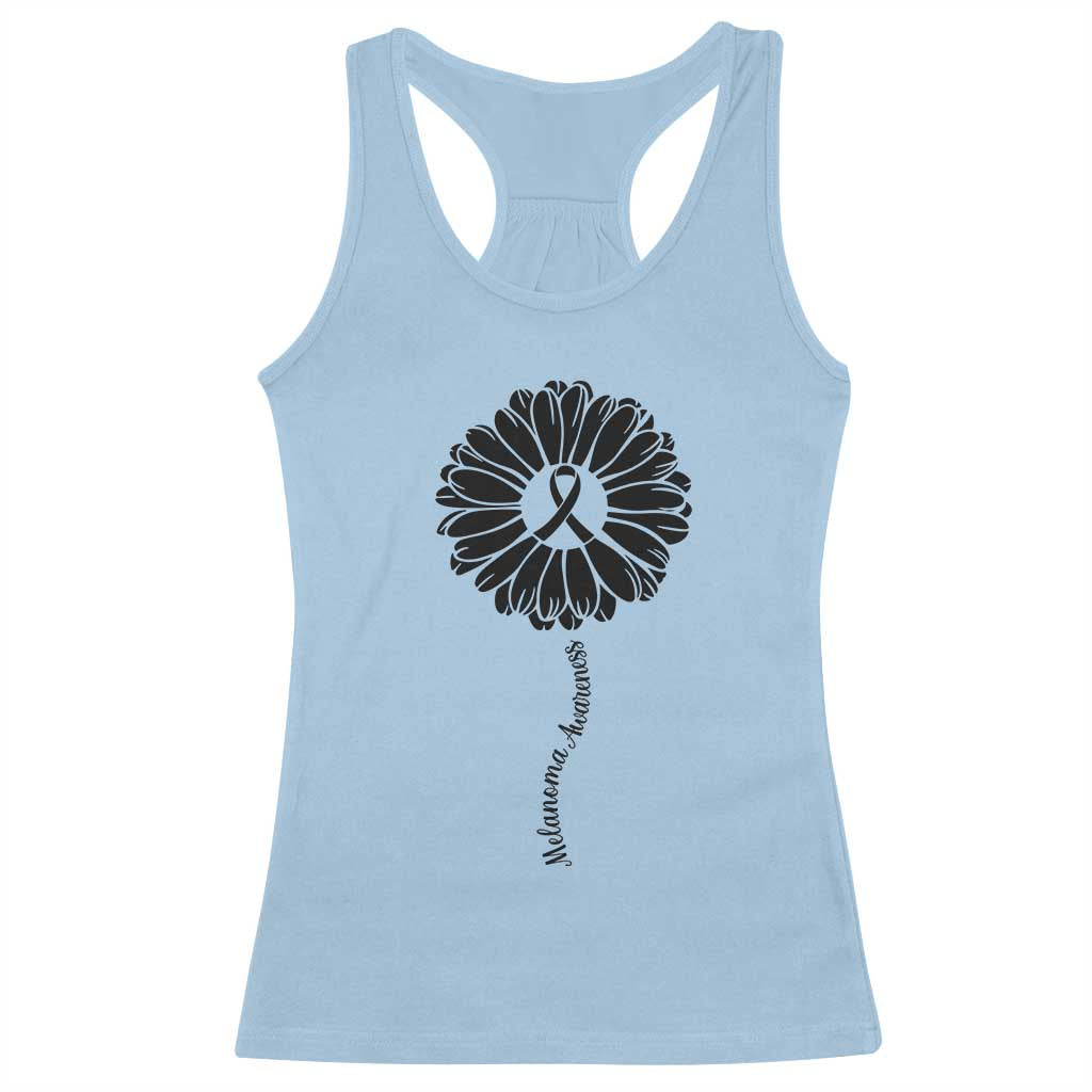 Melanoma Awareness Black Ribbon Flower Racerback Tank Top Skin Cancer Fighter Gift TS12 Light Blue Print Your Wear