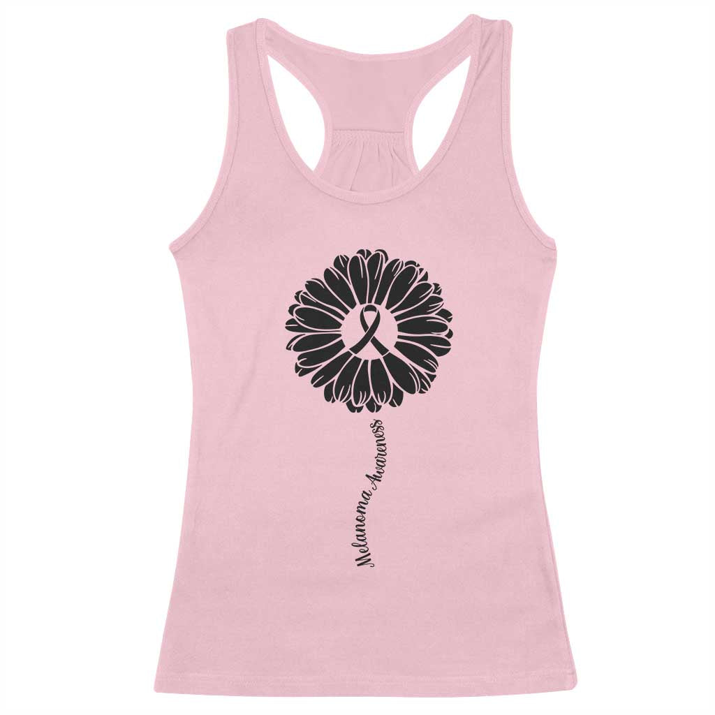 Melanoma Awareness Black Ribbon Flower Racerback Tank Top Skin Cancer Fighter Gift TS12 Light Pink Print Your Wear