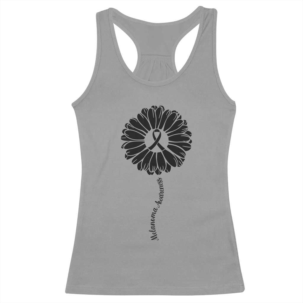 Melanoma Awareness Black Ribbon Flower Racerback Tank Top Skin Cancer Fighter Gift TS12 Sport Gray Print Your Wear