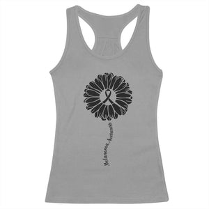 Melanoma Awareness Black Ribbon Flower Racerback Tank Top Skin Cancer Fighter Gift TS12 Sport Gray Print Your Wear
