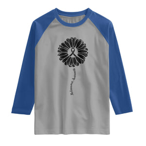 Melanoma Awareness Black Ribbon Flower Raglan Shirt Skin Cancer Fighter Gift TS12 Sport Gray Royal Print Your Wear