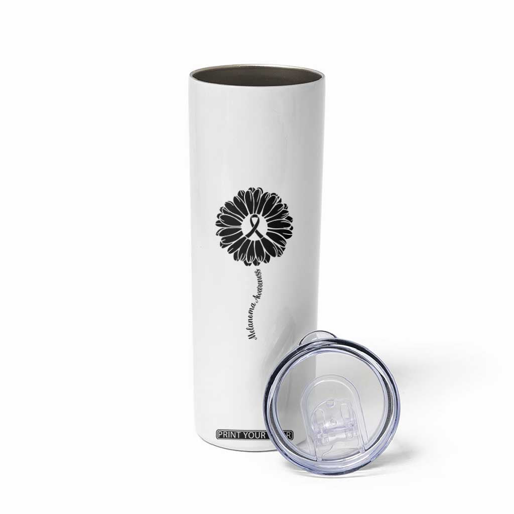 Melanoma Awareness Black Ribbon Flower Skinny Tumbler Skin Cancer Fighter Gift TS12 Print Your Wear