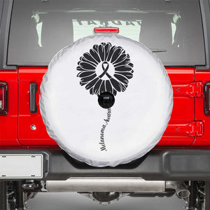 Melanoma Awareness Black Ribbon Flower Spare Tire Cover Skin Cancer Fighter Gift TS12 White Print Your Wear