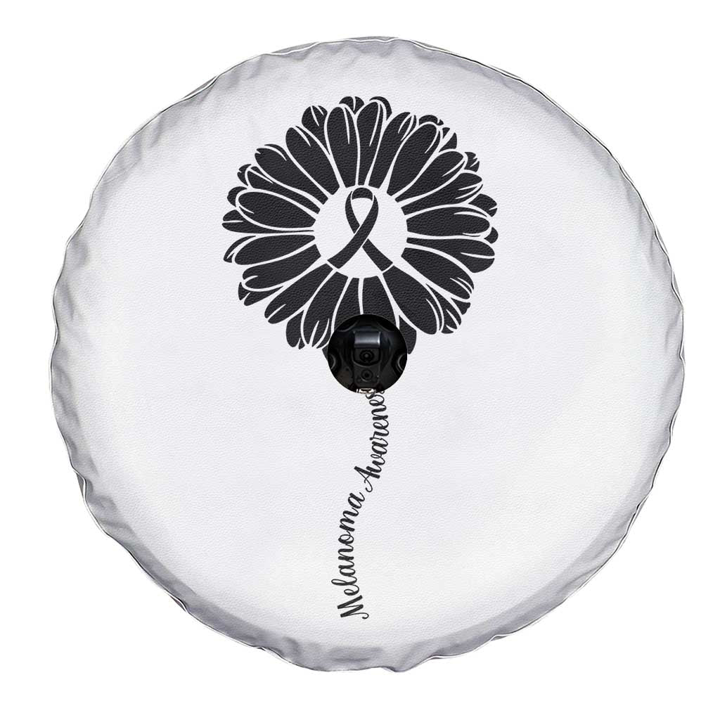 Melanoma Awareness Black Ribbon Flower Spare Tire Cover Skin Cancer Fighter Gift TS12 Print Your Wear