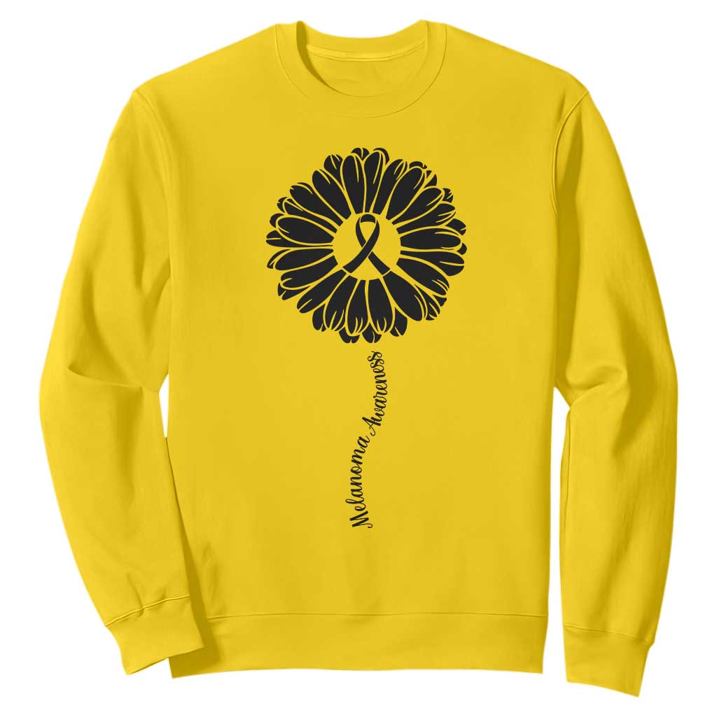Melanoma Awareness Black Ribbon Flower Sweatshirt Skin Cancer Fighter Gift TS12 Daisy Print Your Wear