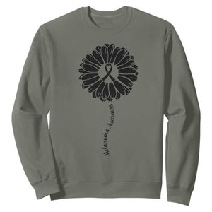 Melanoma Awareness Black Ribbon Flower Sweatshirt Skin Cancer Fighter Gift TS12 Military Green Print Your Wear