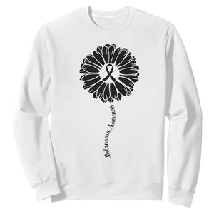 Melanoma Awareness Black Ribbon Flower Sweatshirt Skin Cancer Fighter Gift TS12 White Print Your Wear
