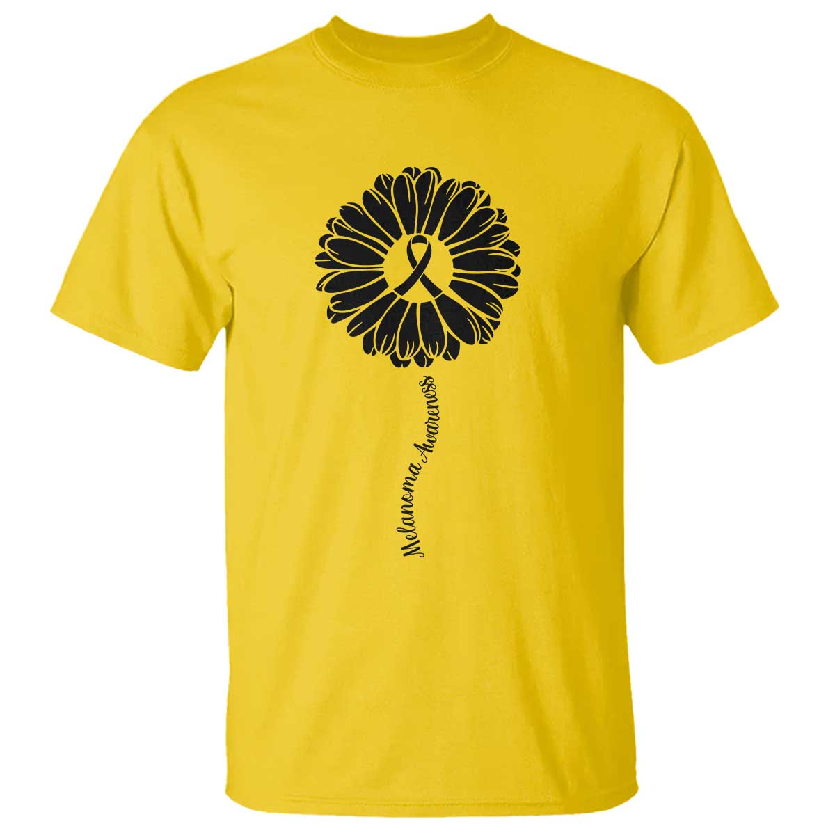 Melanoma Awareness Black Ribbon Flower T Shirt Skin Cancer Fighter Gift TS12 Daisy Print Your Wear