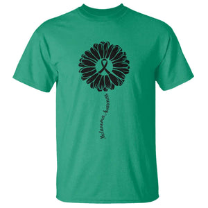 Melanoma Awareness Black Ribbon Flower T Shirt Skin Cancer Fighter Gift TS12 Irish Green Print Your Wear