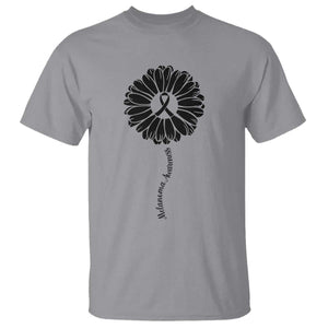 Melanoma Awareness Black Ribbon Flower T Shirt Skin Cancer Fighter Gift TS12 Sport Gray Print Your Wear