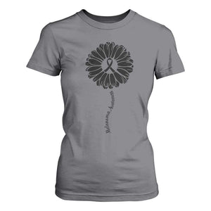 Melanoma Awareness Black Ribbon Flower T Shirt For Women Skin Cancer Fighter Gift TS12 Charcoal Print Your Wear