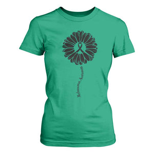 Melanoma Awareness Black Ribbon Flower T Shirt For Women Skin Cancer Fighter Gift TS12 Irish Green Print Your Wear