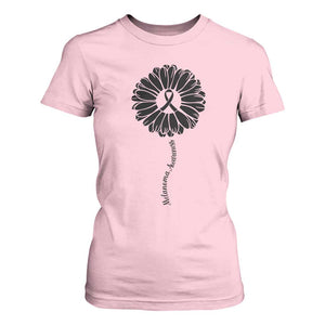 Melanoma Awareness Black Ribbon Flower T Shirt For Women Skin Cancer Fighter Gift TS12 Light Pink Print Your Wear