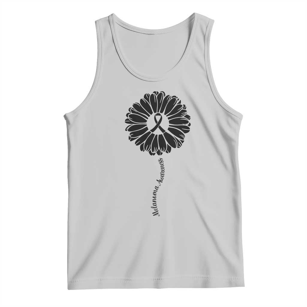Melanoma Awareness Black Ribbon Flower Tank Top Skin Cancer Fighter Gift TS12 Ash Print Your Wear