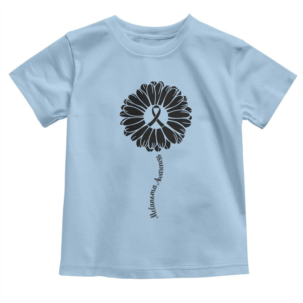 Melanoma Awareness Black Ribbon Flower Toddler T Shirt Skin Cancer Fighter Gift TS12 Light Blue Print Your Wear