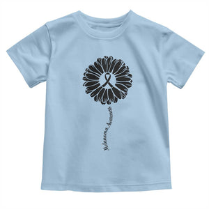 Melanoma Awareness Black Ribbon Flower Toddler T Shirt Skin Cancer Fighter Gift TS12 Light Blue Print Your Wear