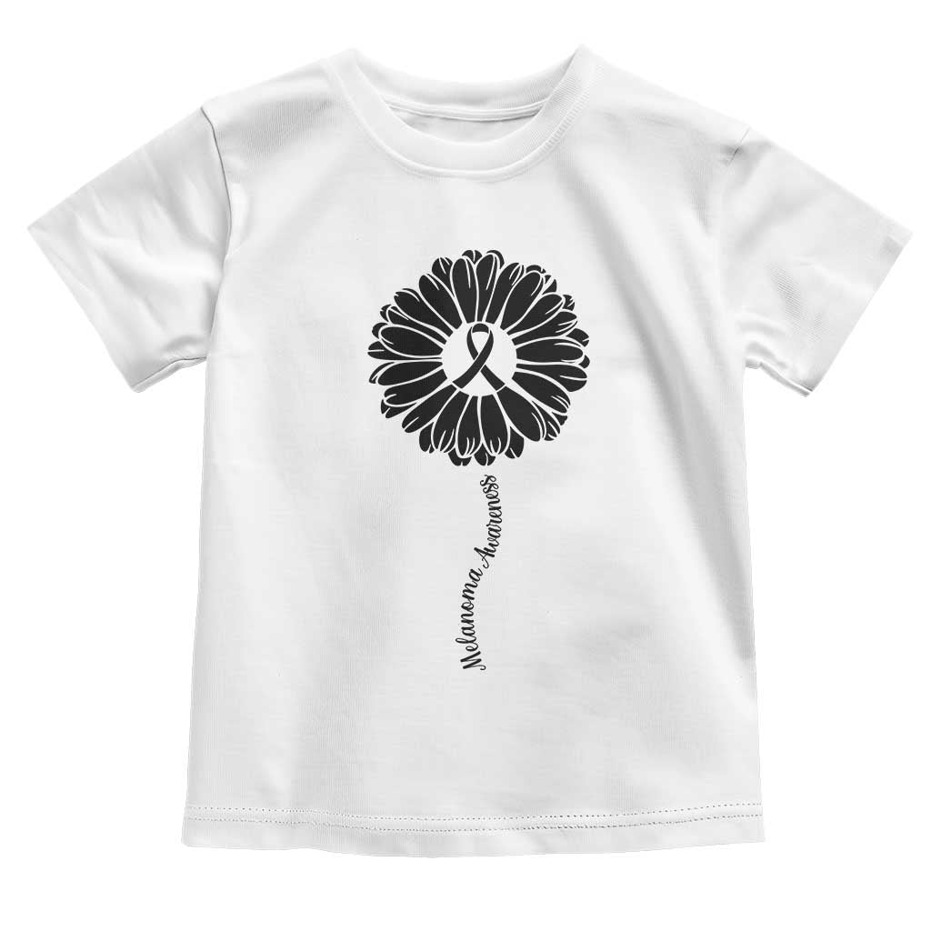 Melanoma Awareness Black Ribbon Flower Toddler T Shirt Skin Cancer Fighter Gift TS12 White Print Your Wear