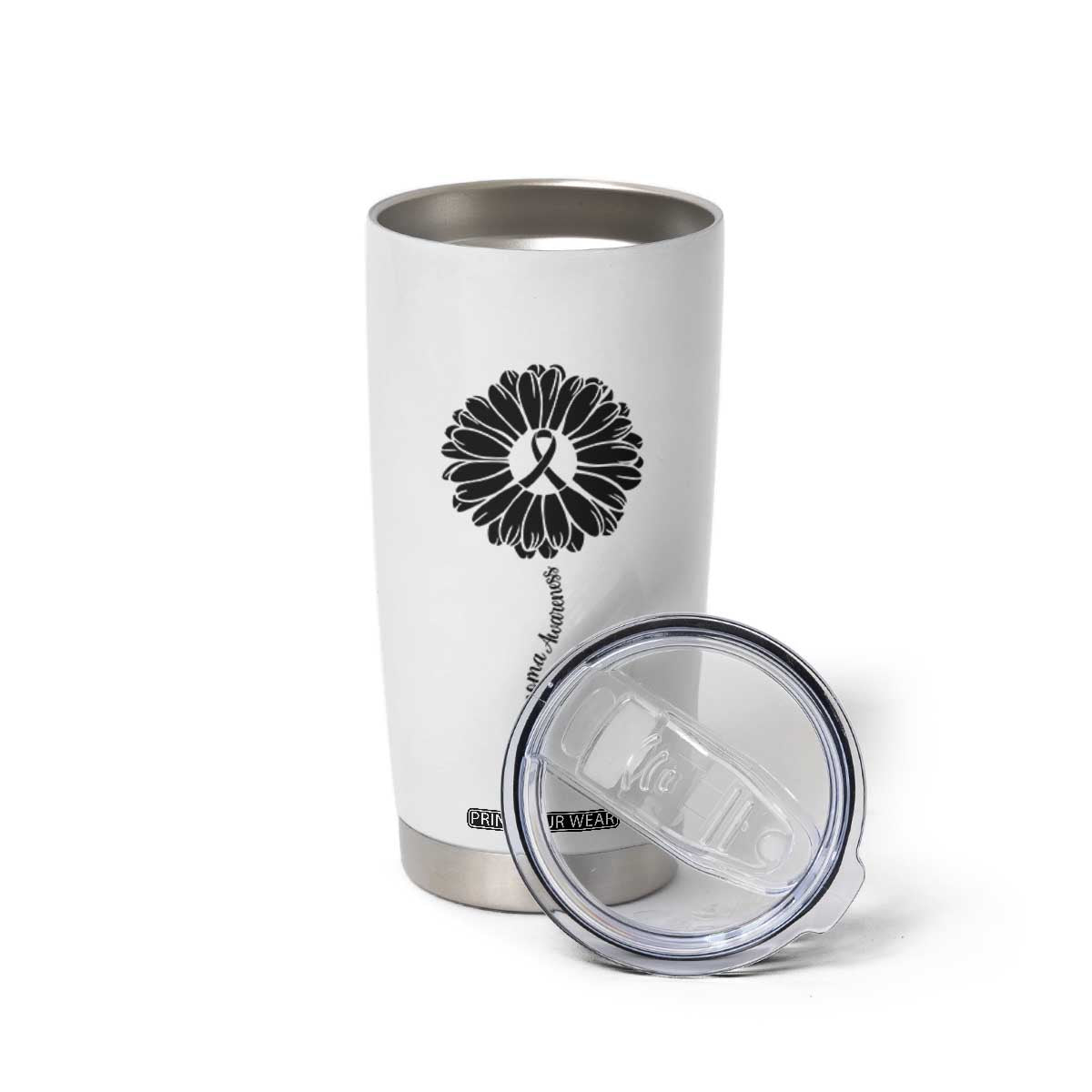 Melanoma Awareness Black Ribbon Flower Tumbler Cup Skin Cancer Fighter Gift TS12 Print Your Wear