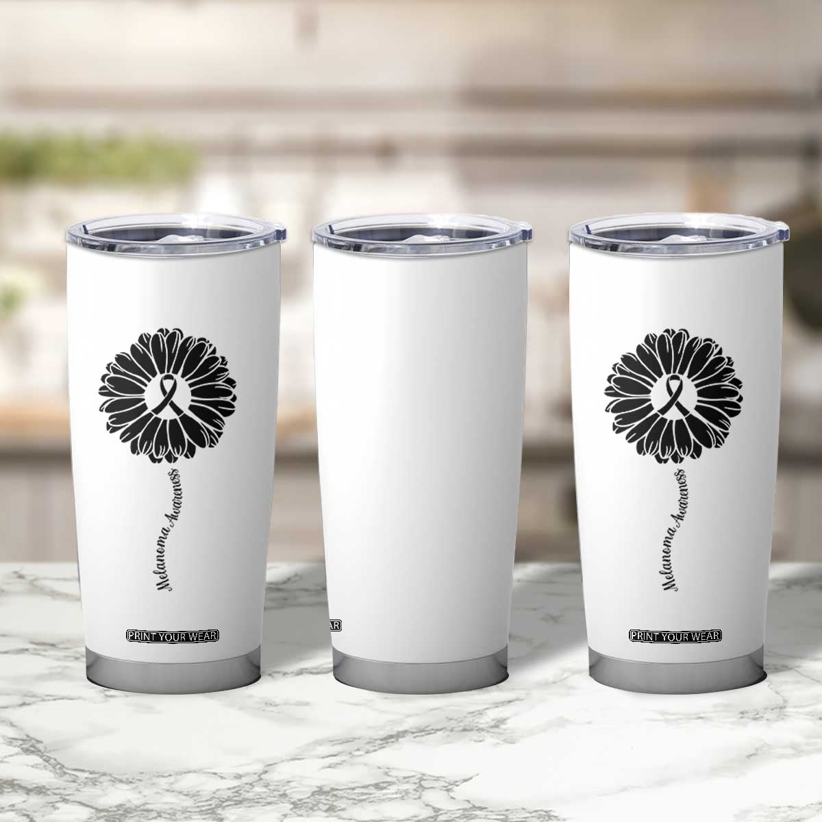Melanoma Awareness Black Ribbon Flower Tumbler Cup Skin Cancer Fighter Gift TS12 Print Your Wear