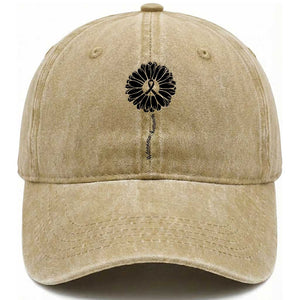 Melanoma Awareness Black Ribbon Flower Washed Cotton Baseball Cap Skin Cancer Fighter Gift TS12 Print Your Wear