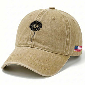Melanoma Awareness Black Ribbon Flower Washed Cotton Baseball Cap Skin Cancer Fighter Gift TS12 Print Your Wear