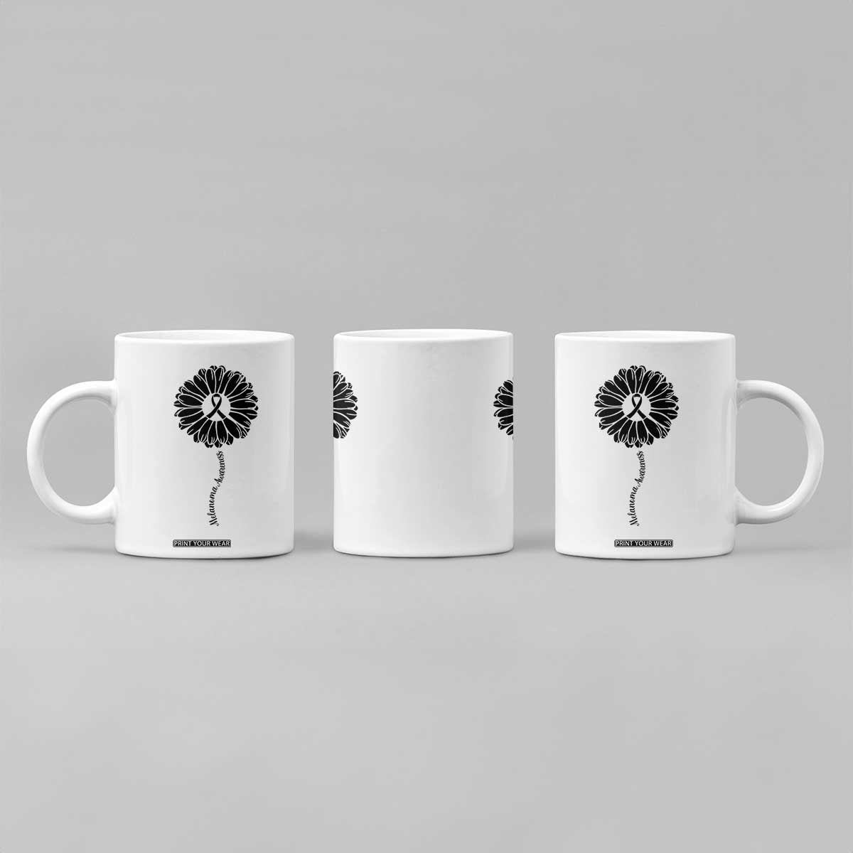 Melanoma Awareness Black Ribbon Flower Coffee Mug Skin Cancer Fighter Gift TS12 Print Your Wear