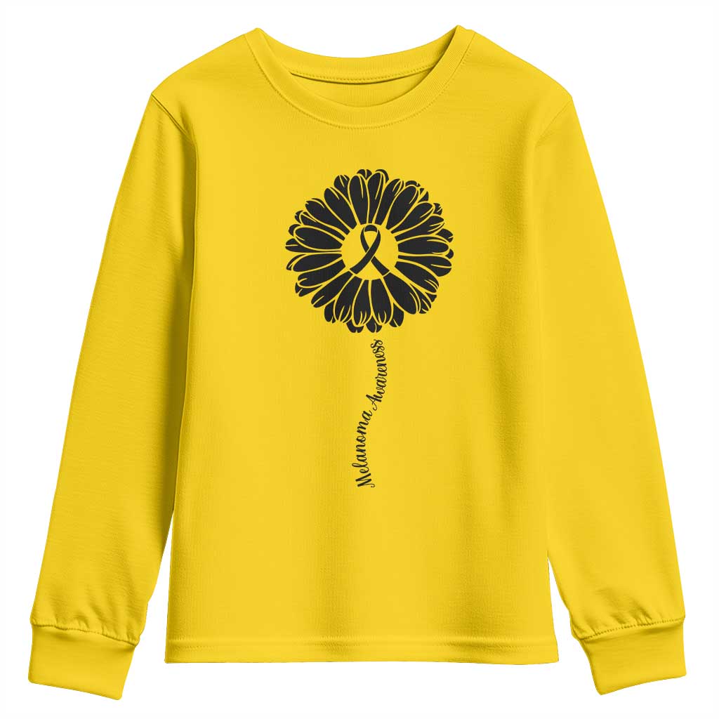 Melanoma Awareness Black Ribbon Flower Youth Sweatshirt Skin Cancer Fighter Gift TS12 Daisy Print Your Wear