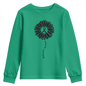 Melanoma Awareness Black Ribbon Flower Youth Sweatshirt Skin Cancer Fighter Gift TS12 Irish Green Print Your Wear